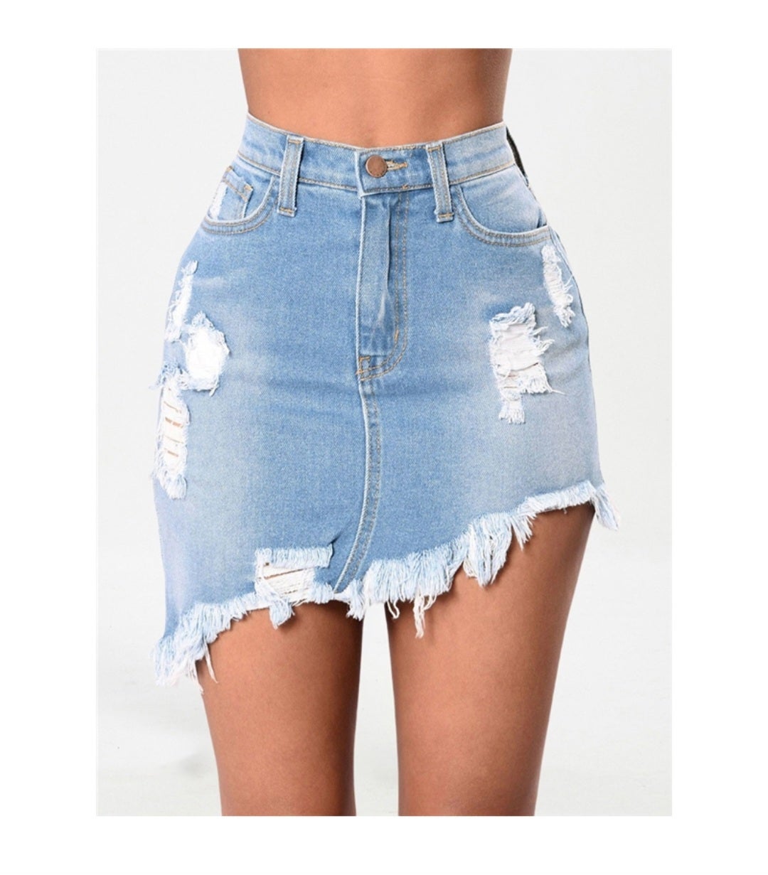 Ripped jean skirt images deals